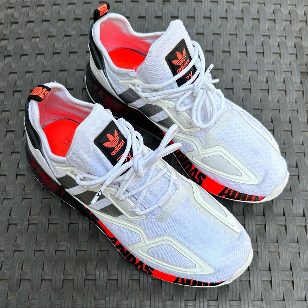 Adidas ZX 2K Boost White Black Orange | Mens Size 8