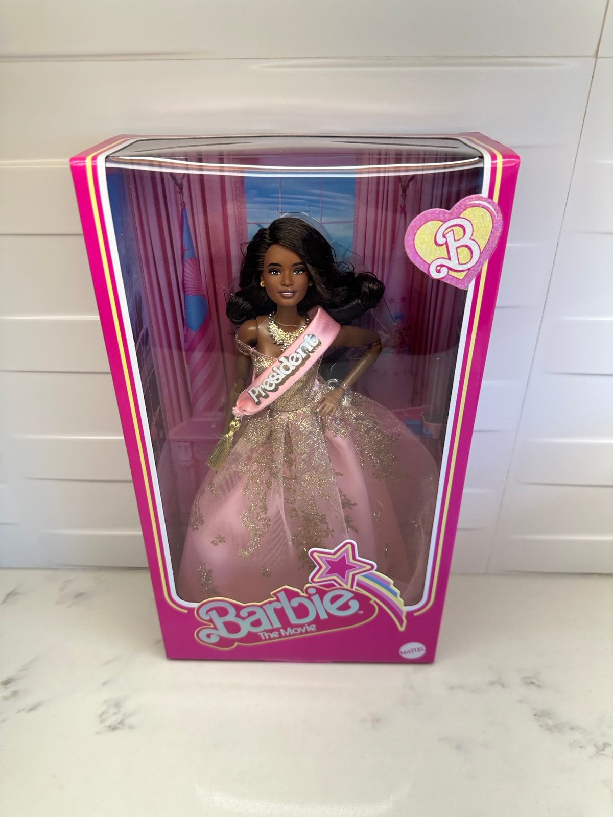 Barbie The Movie Doll President Barbie Pink And Gold Dress IN-HAND & SHIPS NOW