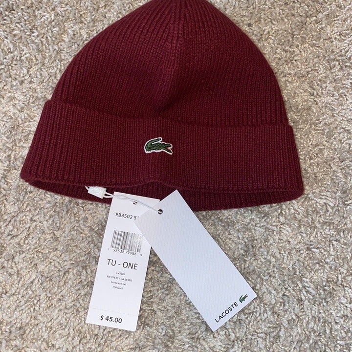 New Lacoste unisex Crocodile Beanie One Size