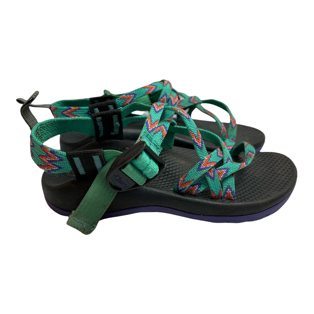Chaco Green Black Ecotread Strappy Sandals Girls Size 2