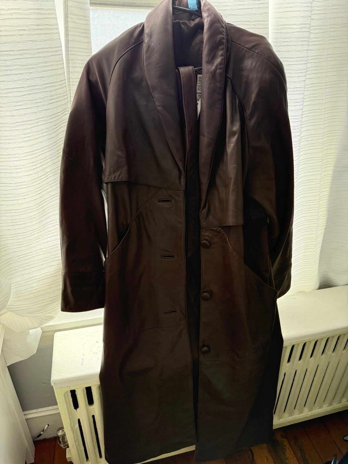 Brown leather Trenchcoat - Genuine Leather - Medium Petite