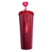 Starbucks Disneyland Red Pink Studded Heart Valentine's Day Cup Tumbler 24 oz