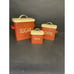 VTG RECTANGULAR CANISTERS SET SUGAR COFFEE TEA RED/CREAM 3 PEICES
