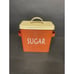 VTG RECTANGULAR CANISTERS SET SUGAR COFFEE TEA RED/CREAM 3 PEICES