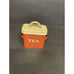 VTG RECTANGULAR CANISTERS SET SUGAR COFFEE TEA RED/CREAM 3 PEICES