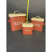 VTG RECTANGULAR CANISTERS SET SUGAR COFFEE TEA RED/CREAM 3 PEICES