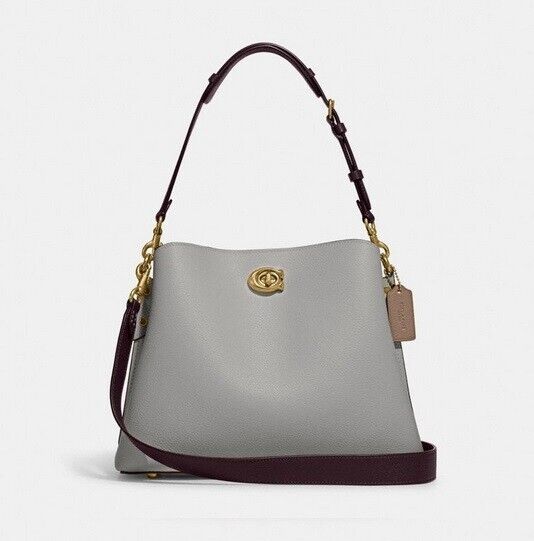 COACH C2590 Willow shoulder bag in colorblock Dove Grey Multi NWT