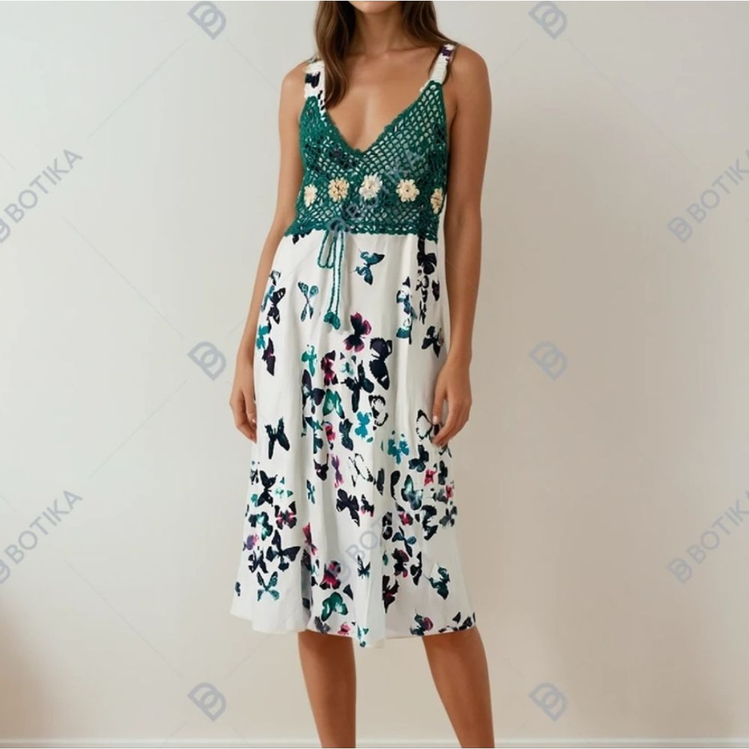 HANDMADE dress butterfly crochet top size S