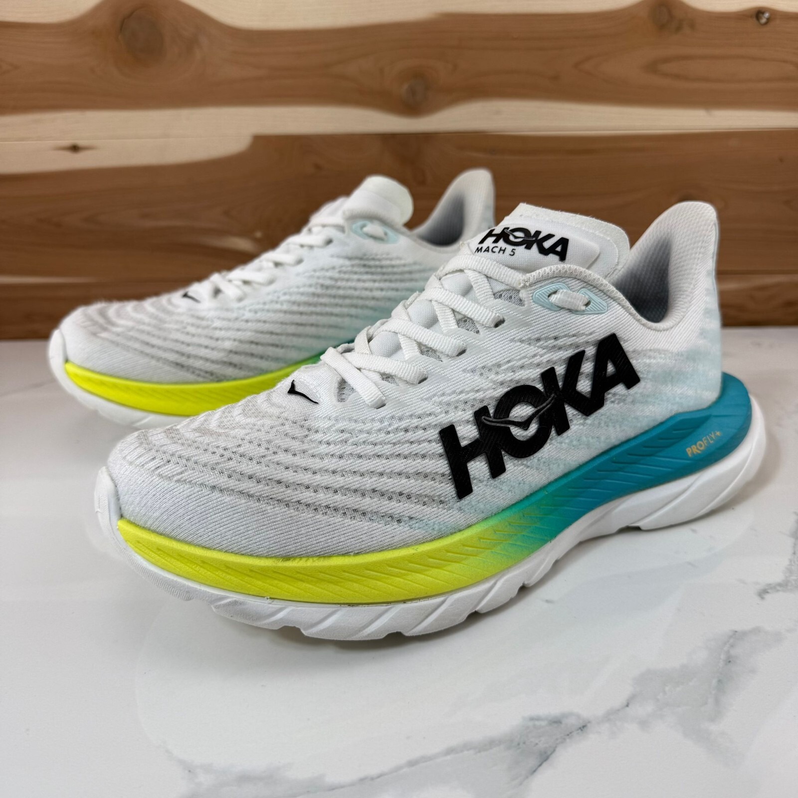 Hoka One One Mach 5 Women's Running Shoes White Blue Glass (1127894) Size 7.5 B