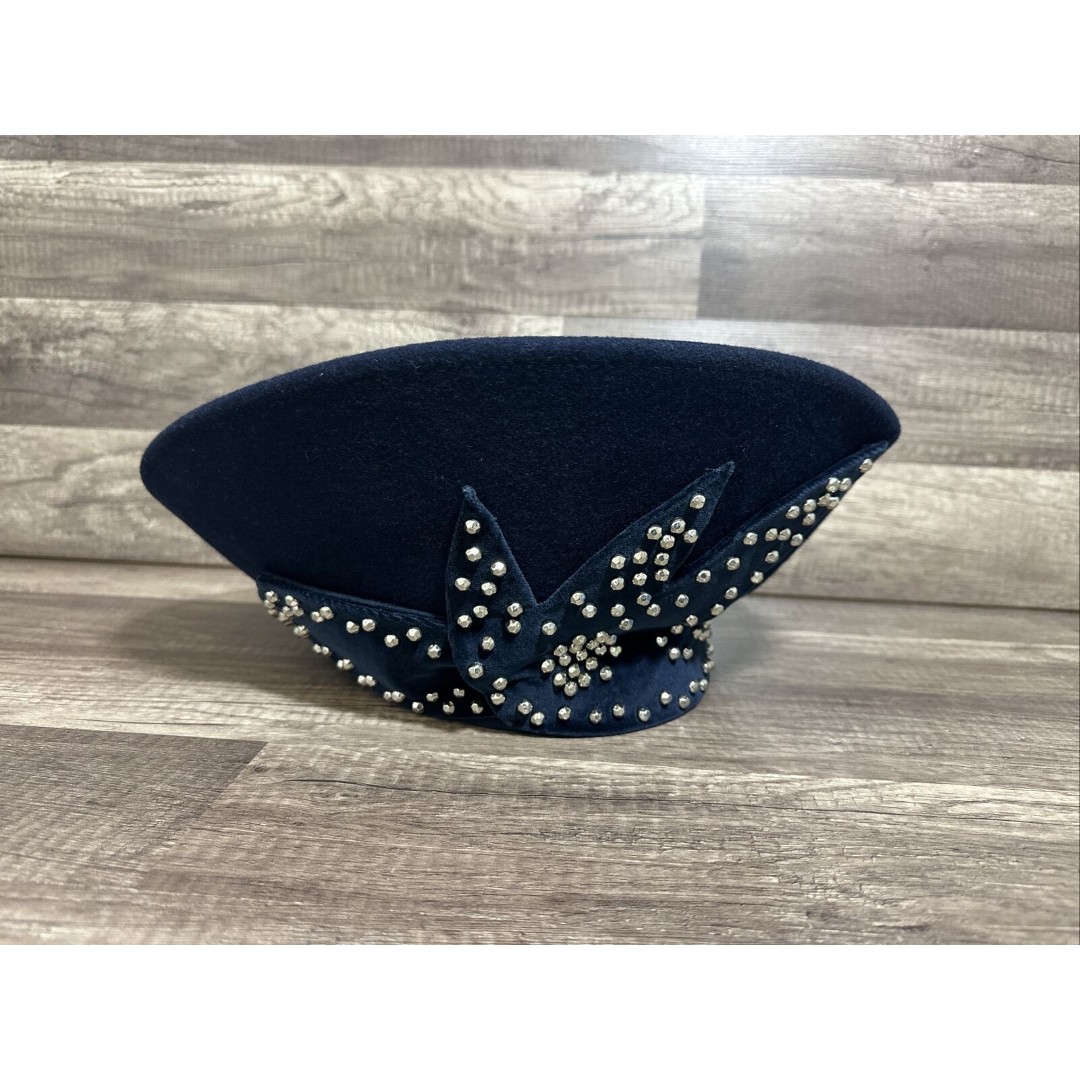 Vintage Jack McConnell Boutique Hat 100% Wool Made In USA WPL 5823 Bejeweled 55c