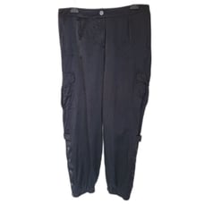 Chicos The Ultimate Fit Black Silk Cargo Elastic ANKLE Pants