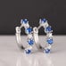 925 Silver Womens 1ct Diamond 2ct Blue Sapphire Gemstone Small Hoop Earrings NEW