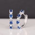 925 Silver Womens 1ct Diamond 2ct Blue Sapphire Gemstone Small Hoop Earrings NEW