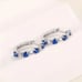 925 Silver Womens 1ct Diamond 2ct Blue Sapphire Gemstone Small Hoop Earrings NEW