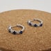 925 Silver Womens 1ct Diamond 2ct Blue Sapphire Gemstone Small Hoop Earrings NEW