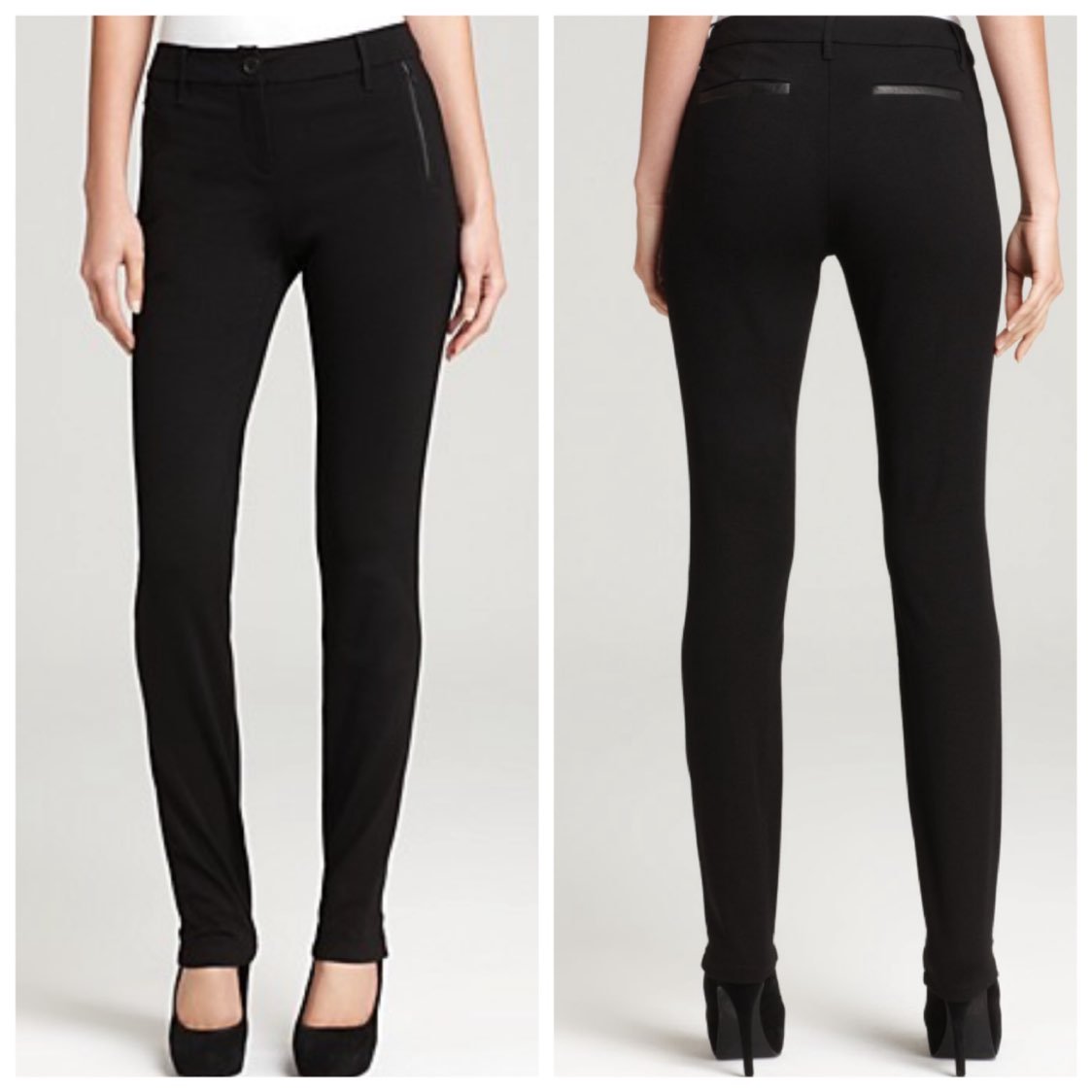 Eileen fisher leather trim ponte pants