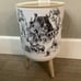 Round Trash can with lid black and white