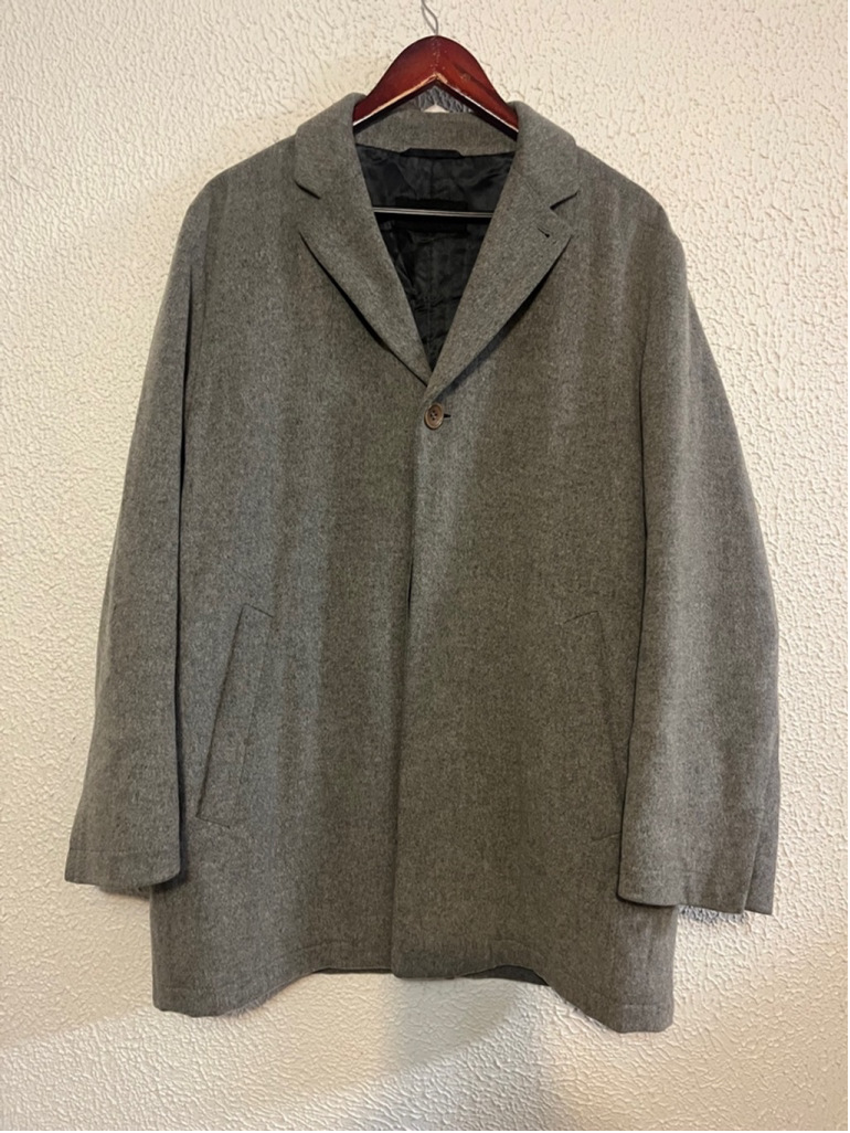 Men’s Hugo Boss Grey Ottoman Virgin Wool Cashmere Mid Length Overcoat Size 48