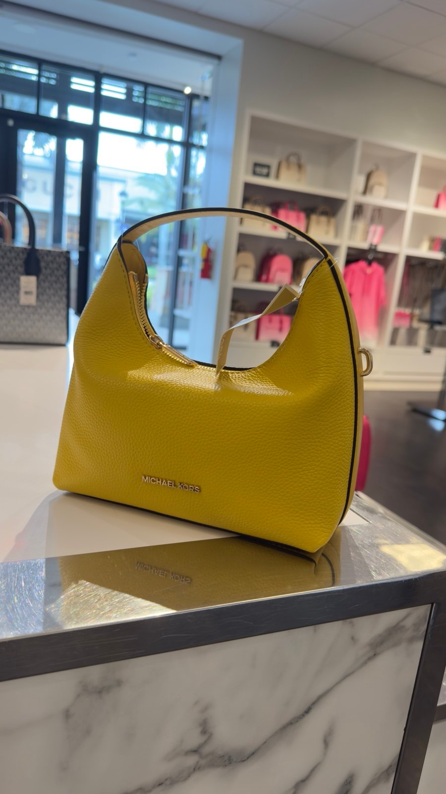 Michael Kors Ember Small Leather Messenger Crossbody Handbag Purse Daysi Yellow