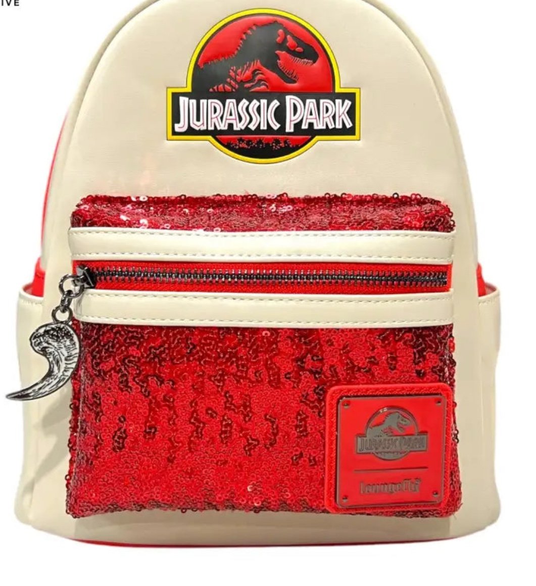 Loungefly Jurassic Park Red Sequin Mini Backpack NWT