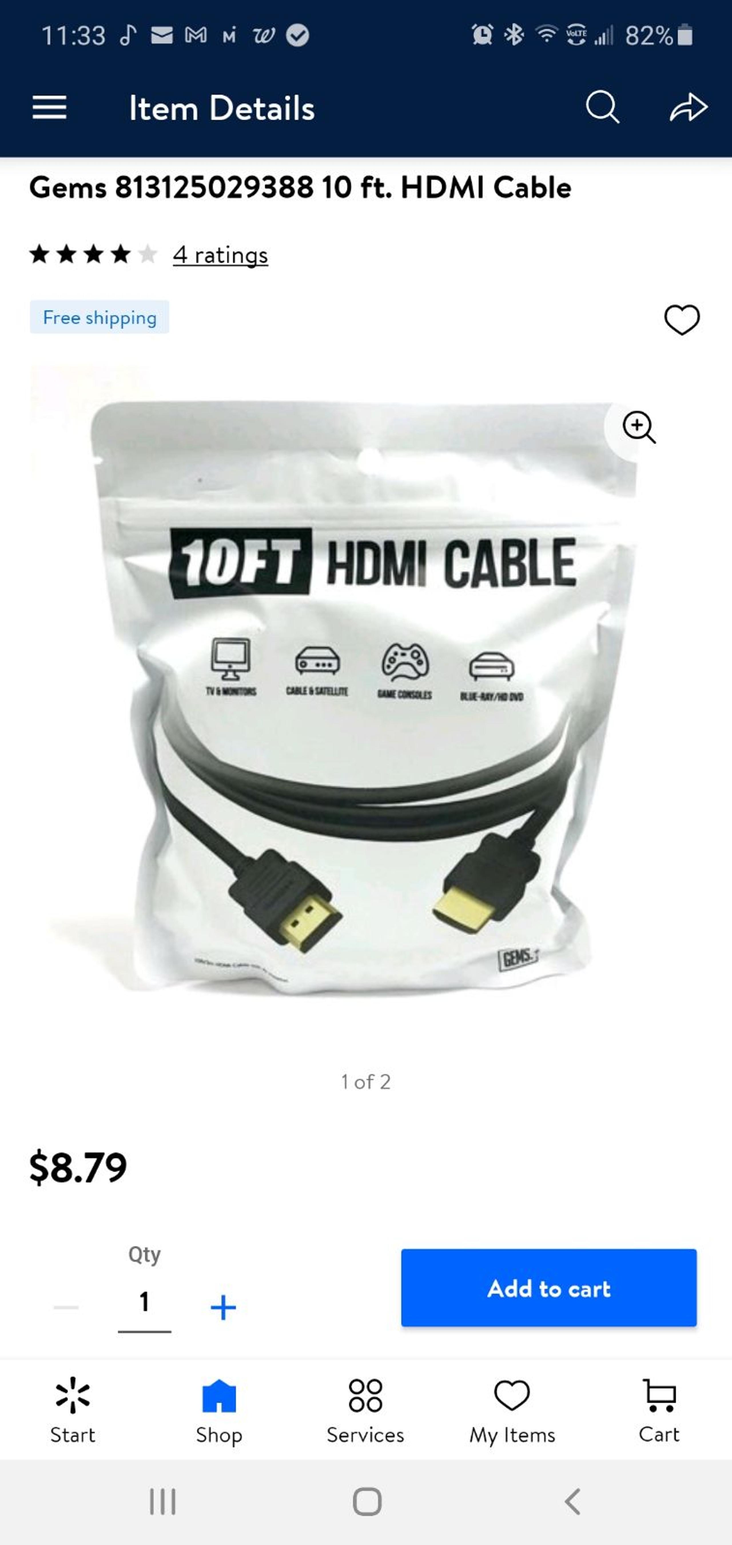10 ft HDMI cables