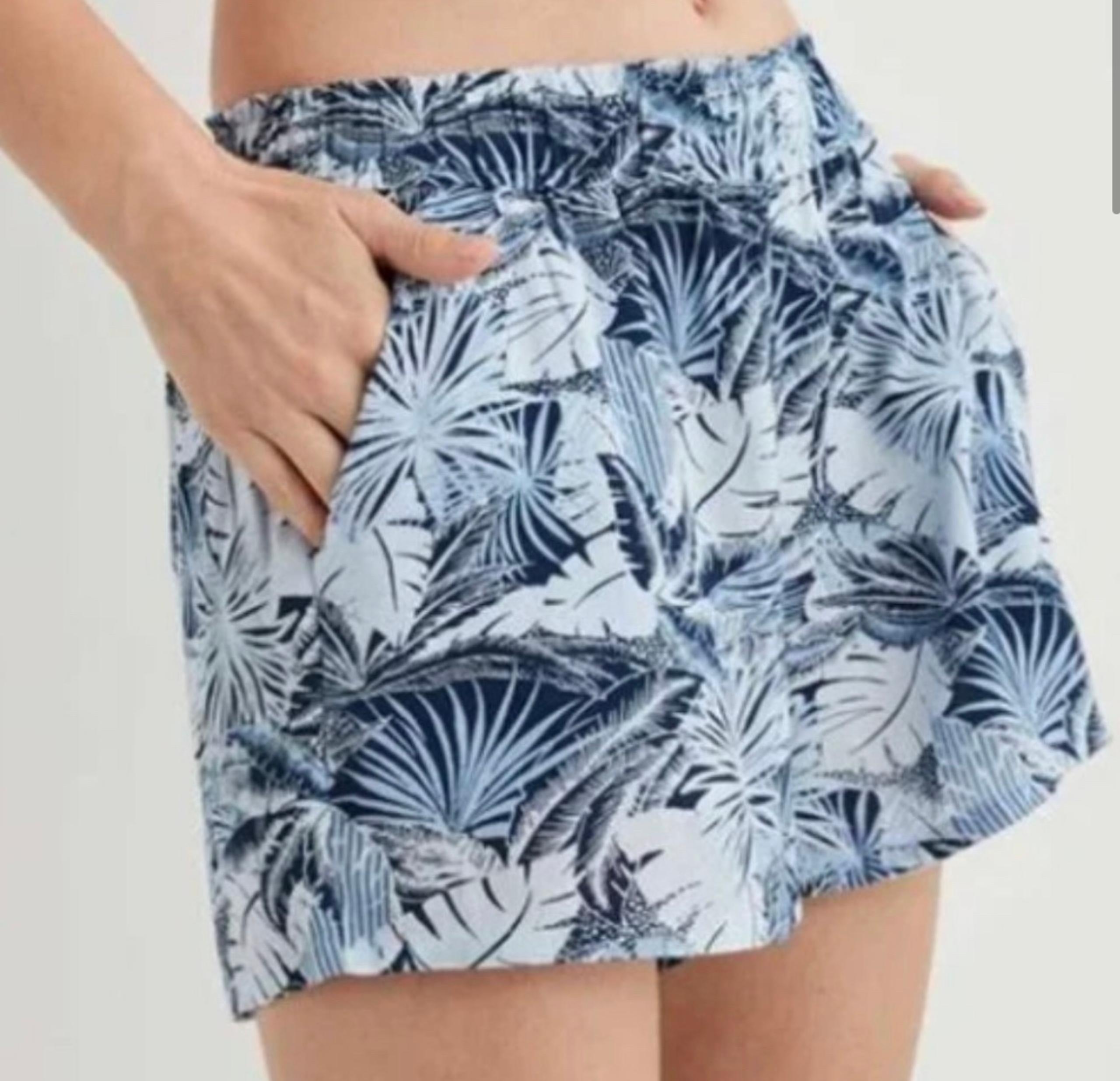 Aerie Palm Print Pull-On Beach Short