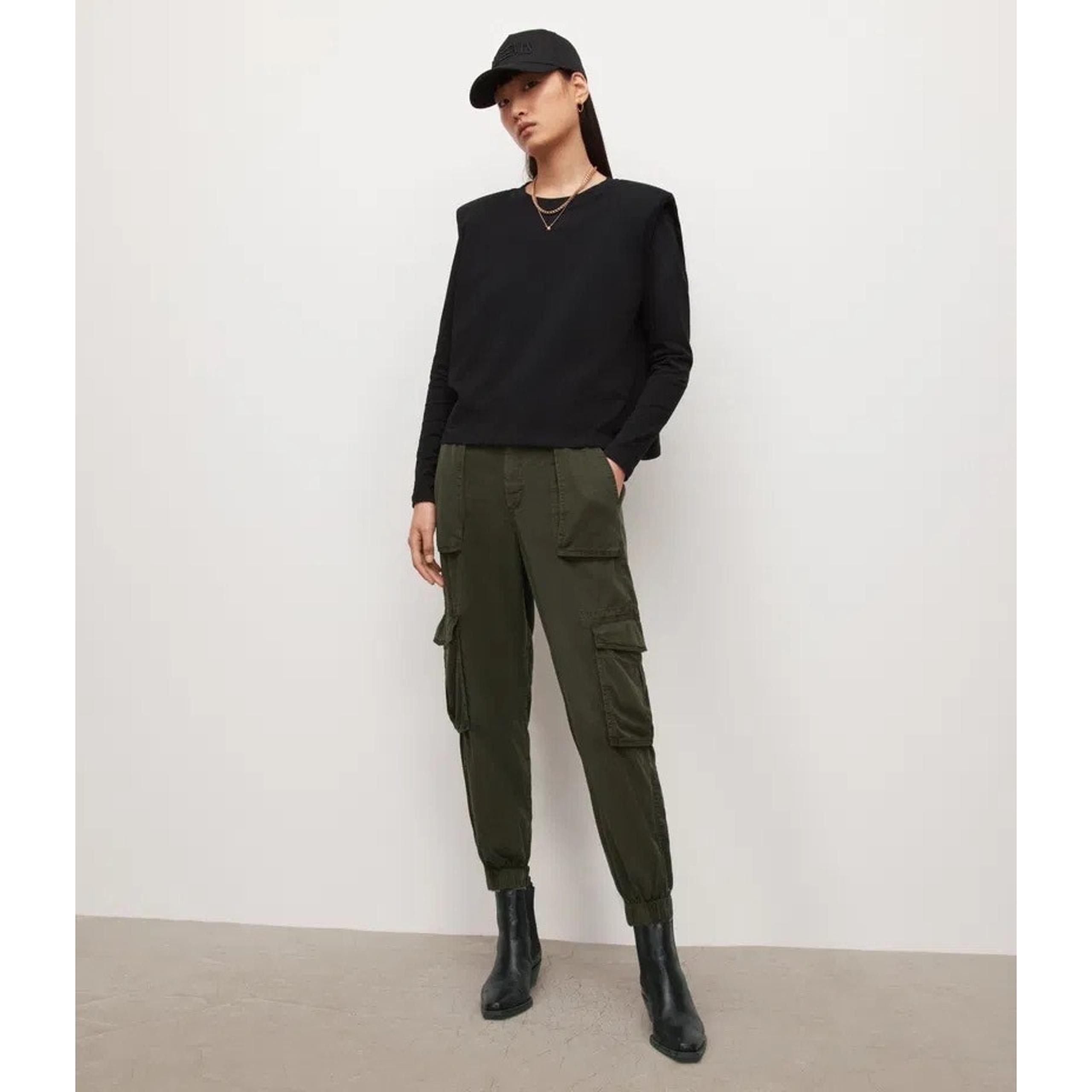 ALLSAINTS Pants Womens Frieda High-Rise Tencel Trousers Cargo Jogger Green Sz 2