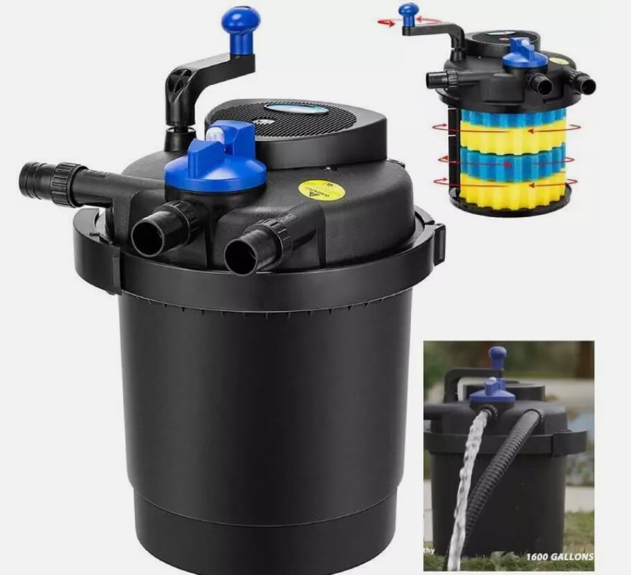 1600 Gal Pond Pressure Bio Filter w/ 13W UV Sterilizer Light Koi Fish ETL Listed