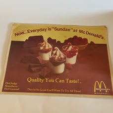 Vintage 1970s paper placemat sundae introduction