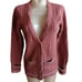 Women's Small Vintage 1970's Cardigan Sweater Collage Cable Knit Ringer Korea