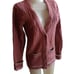 Women's Small Vintage 1970's Cardigan Sweater Collage Cable Knit Ringer Korea