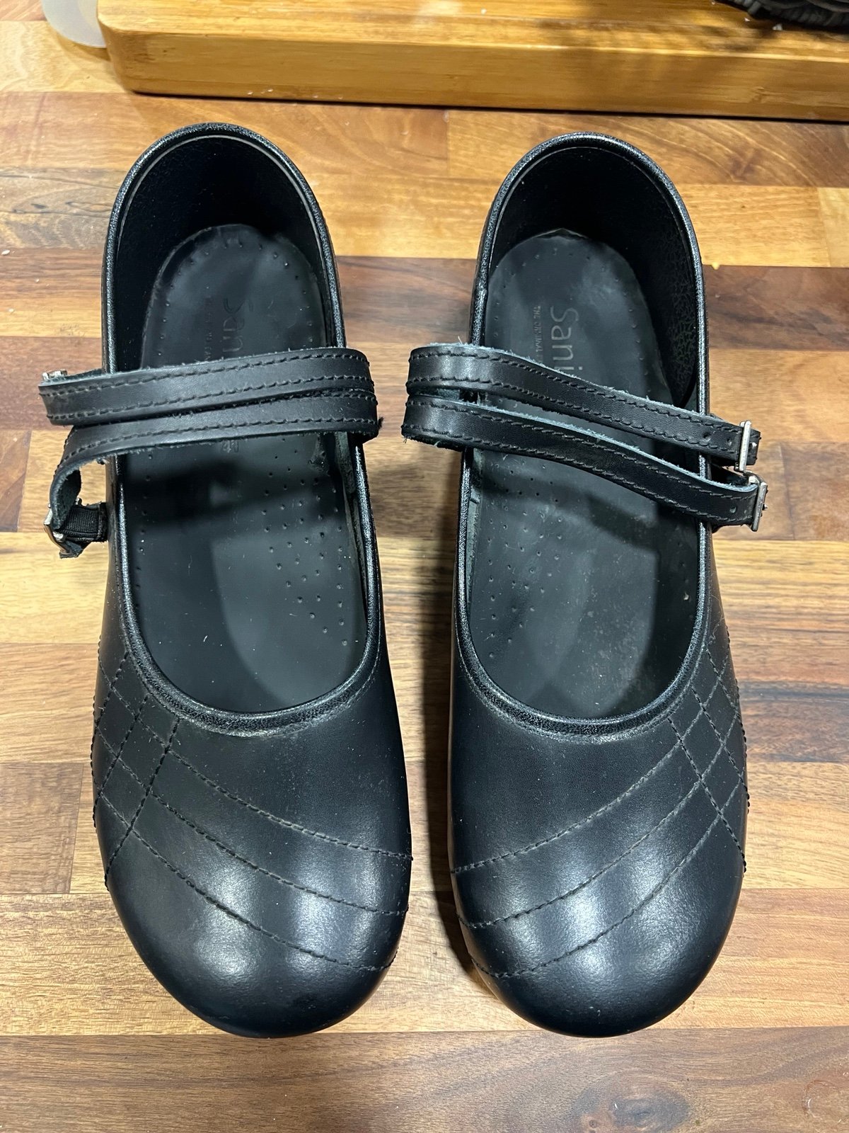 Sanita Claire Mary Jane Clogs EUR 41 Womens Size 9.5 Black Leather Strap