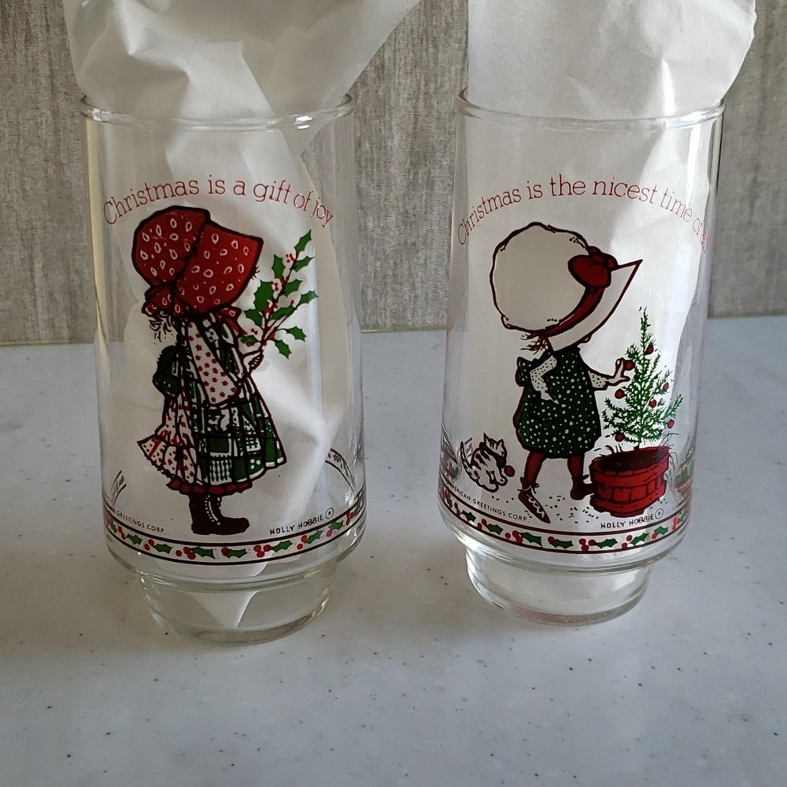 Set of 2 Vtg 1970s American Greetings Holly Hobbie Coca-Cola Drinking Glasses