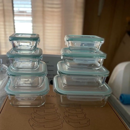 16 Pieces Glass Containers Set for Food Storage with Airtight Lids