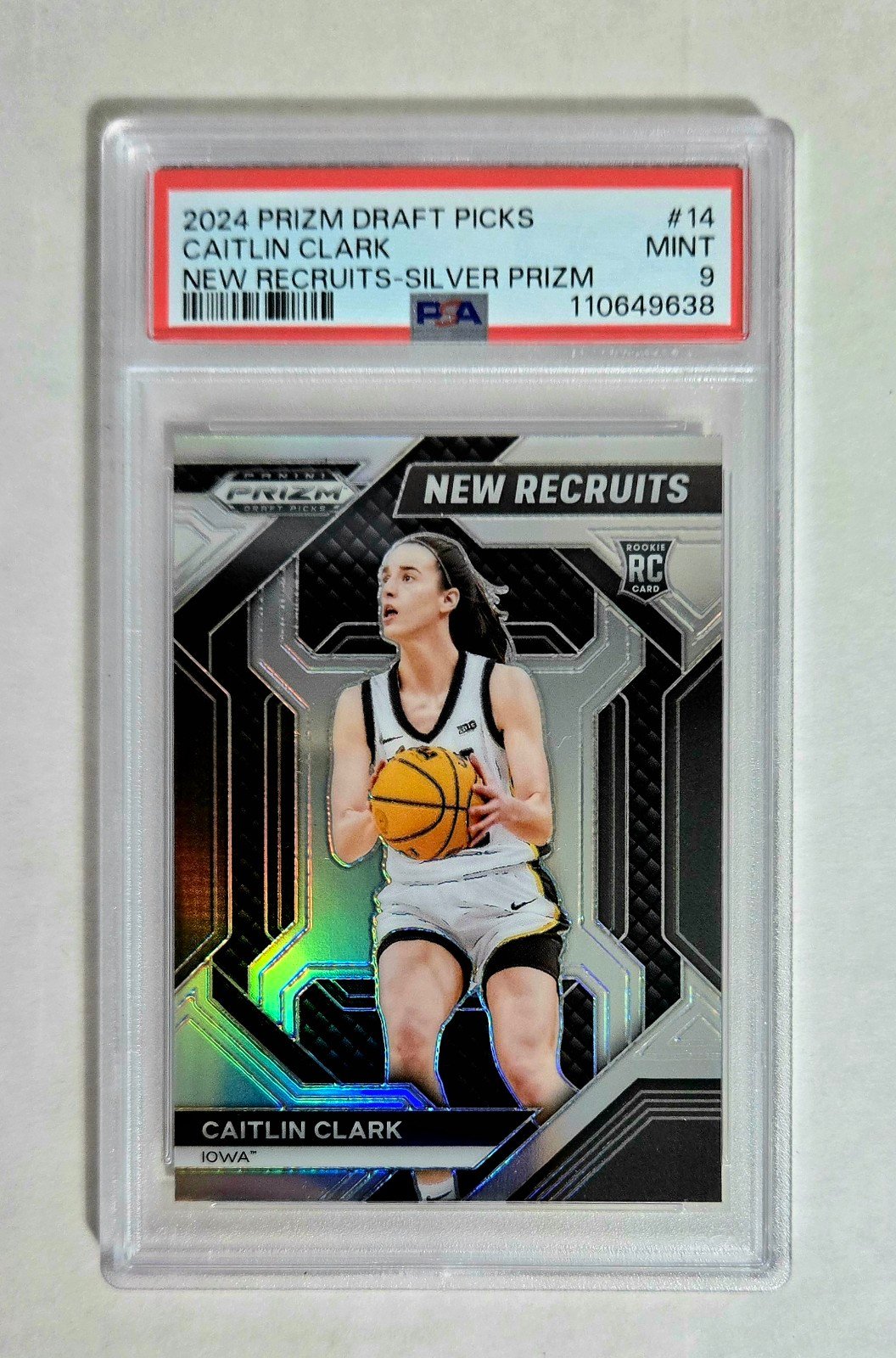 2024 Prizm Draft Picks New Rookie Recruits Silver Prizm Caitlin Clark PSA 9