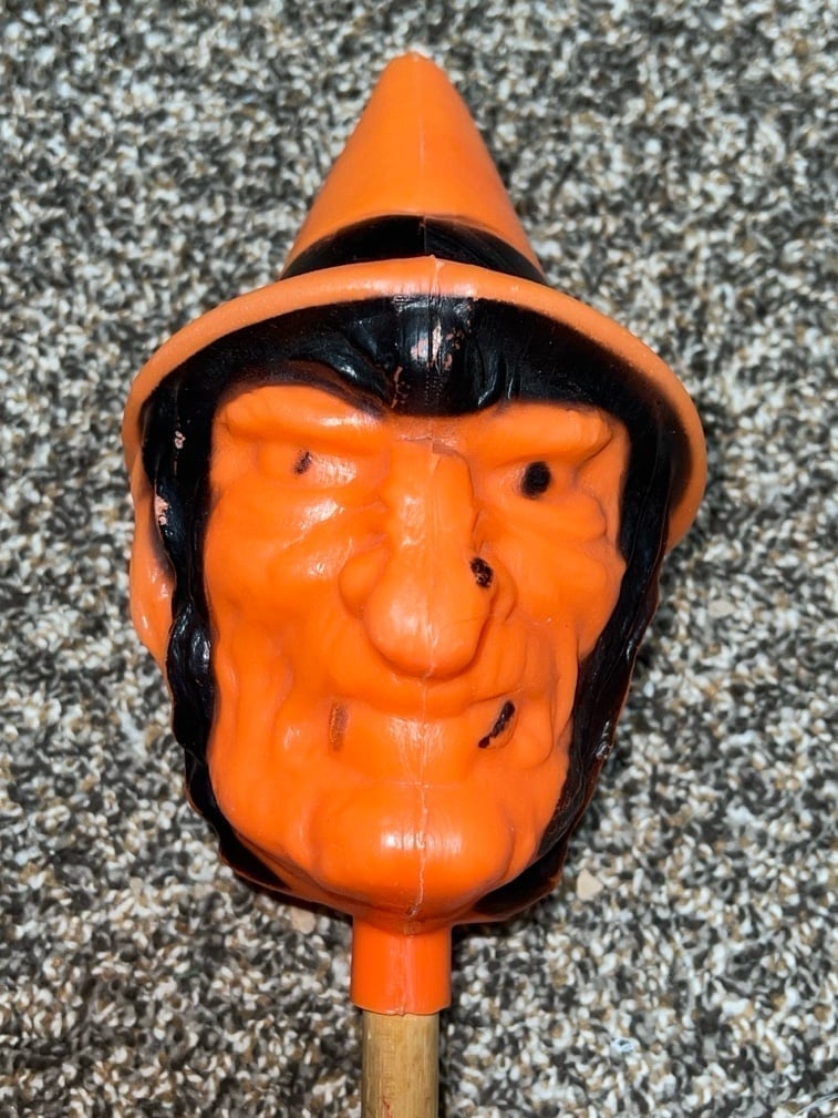 Vintage Halloween 13.5” Sexy 1960’s Bayshore Blow Mold Witch Maraca Shaker