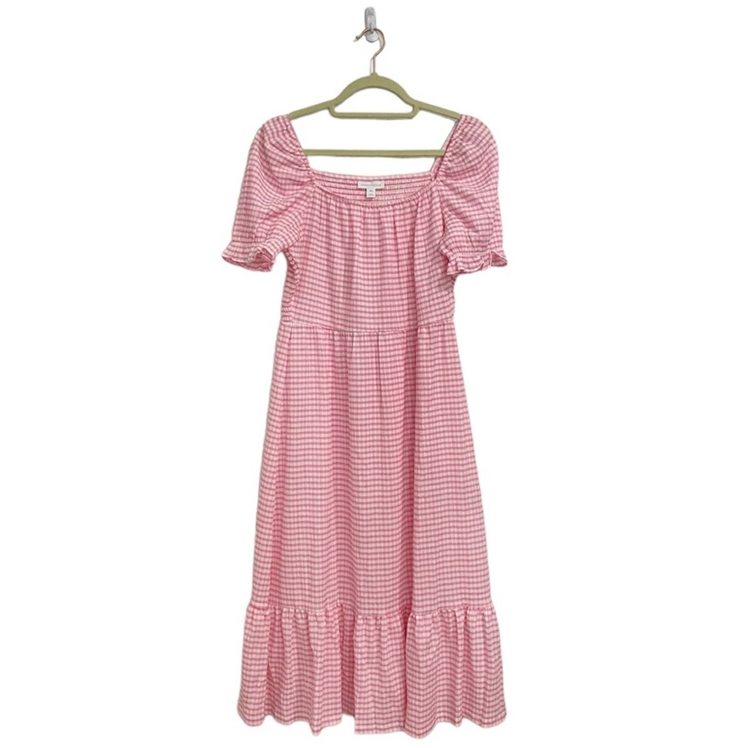 Charter Club Pink Gingham Plaid Midi Dress Sz MP