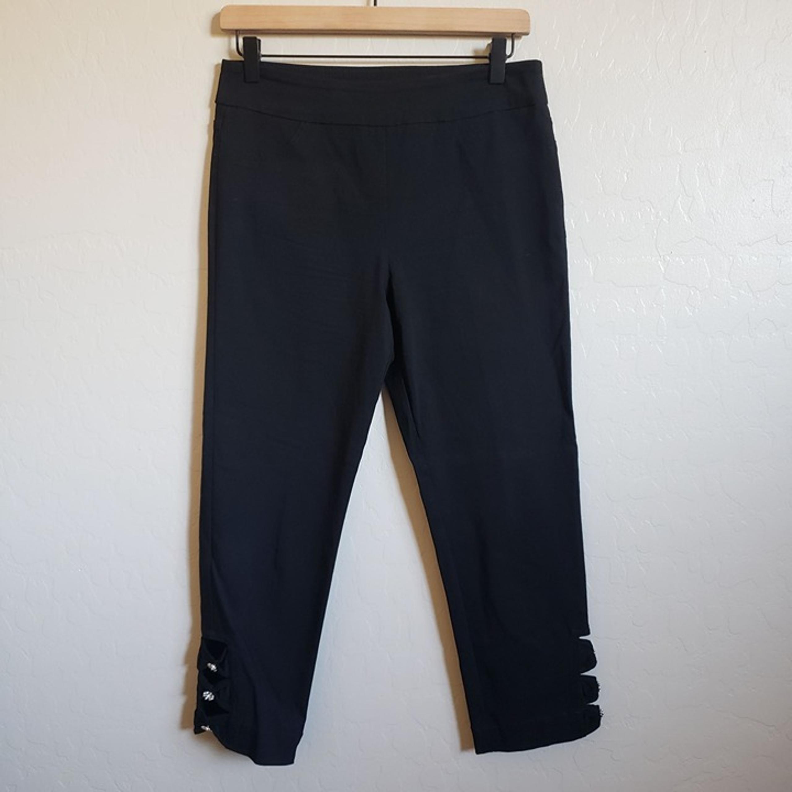 Soft Surroundings Super Stretch Sparkle Capri Pant Black Sz Small Tummy Control