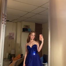 prom blue corset ball gown dress