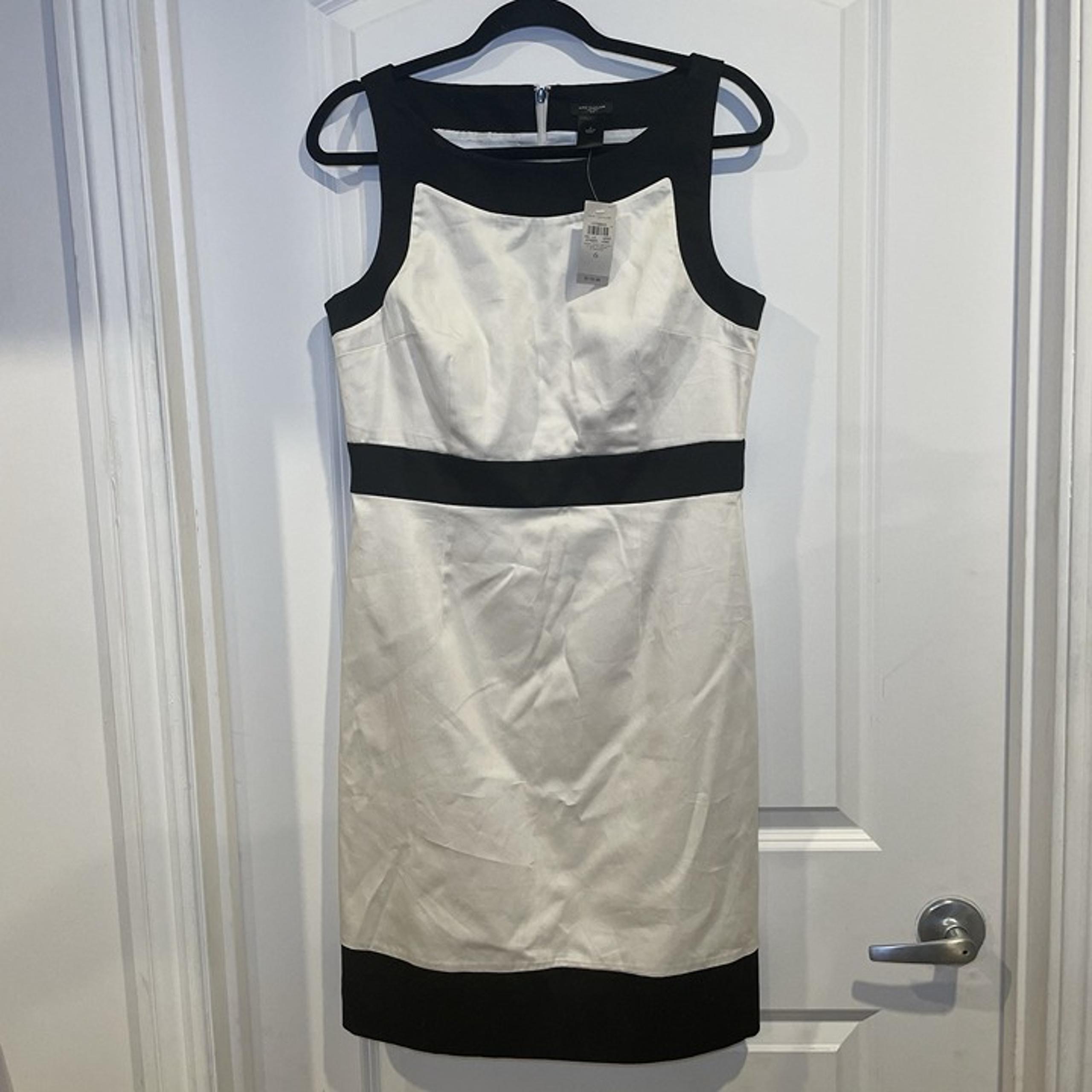 Ann Taylor Women’s White Black Dress Sz 6 NWT Casual Work Office
