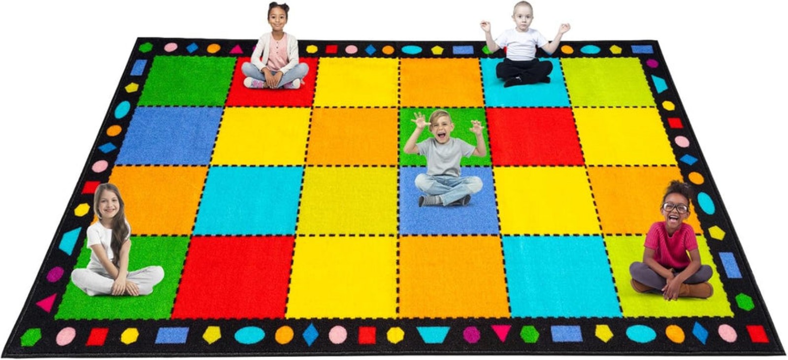 Booooom Jackson Thick Classroom Rug Elementary,13'x7'5'' Large Rug
