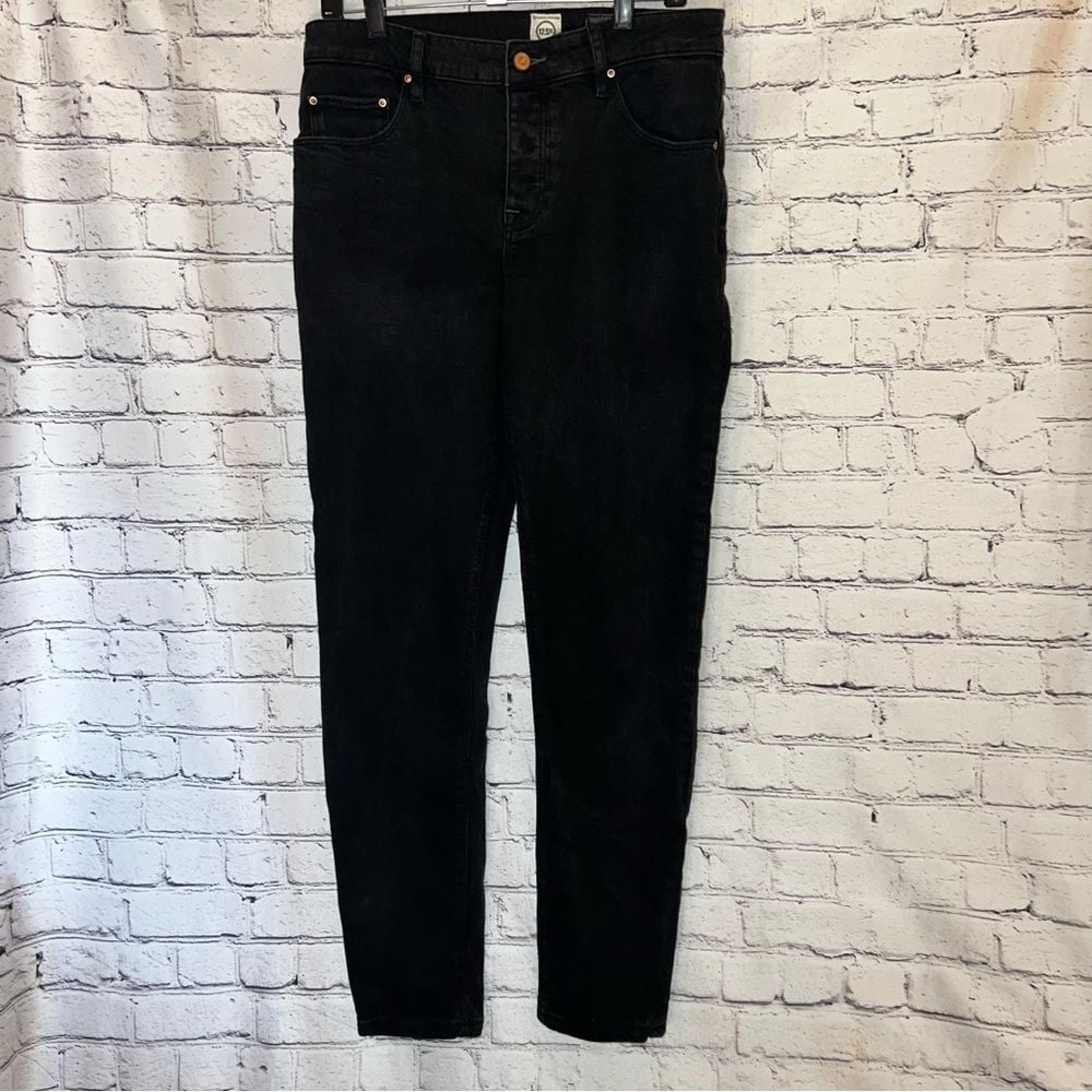 Asos Women's High Waisted Black Denim Straight Leg Jeans Distressed Size 33"