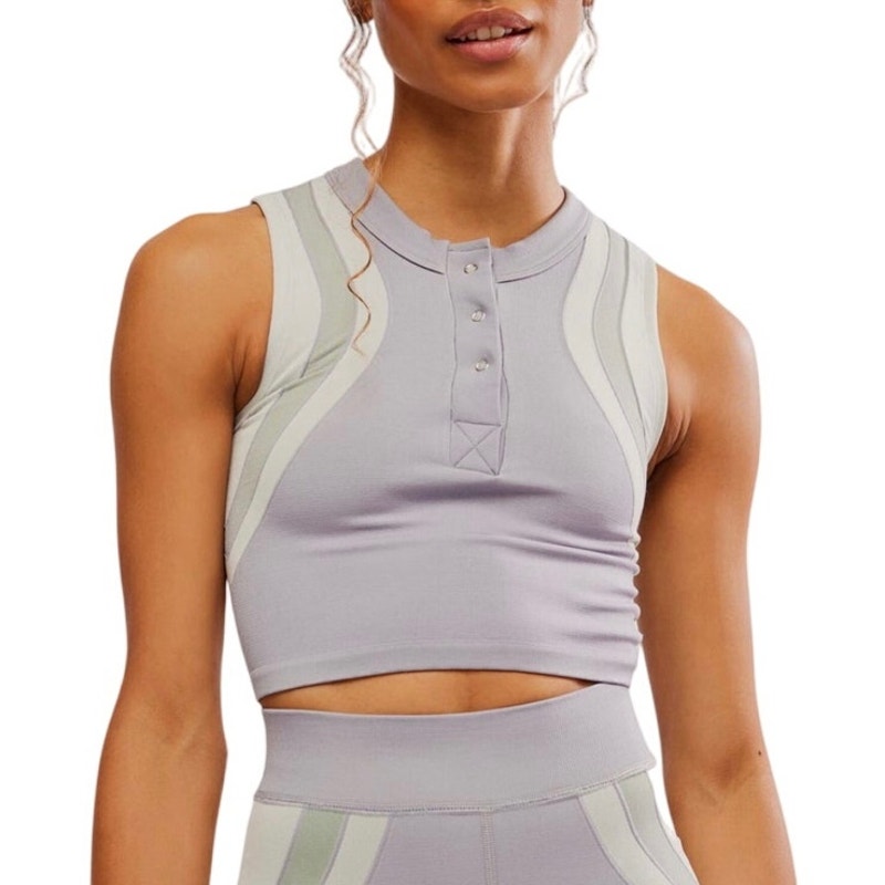 Free People Movement Free Kick Crop Henley Muscle Tank