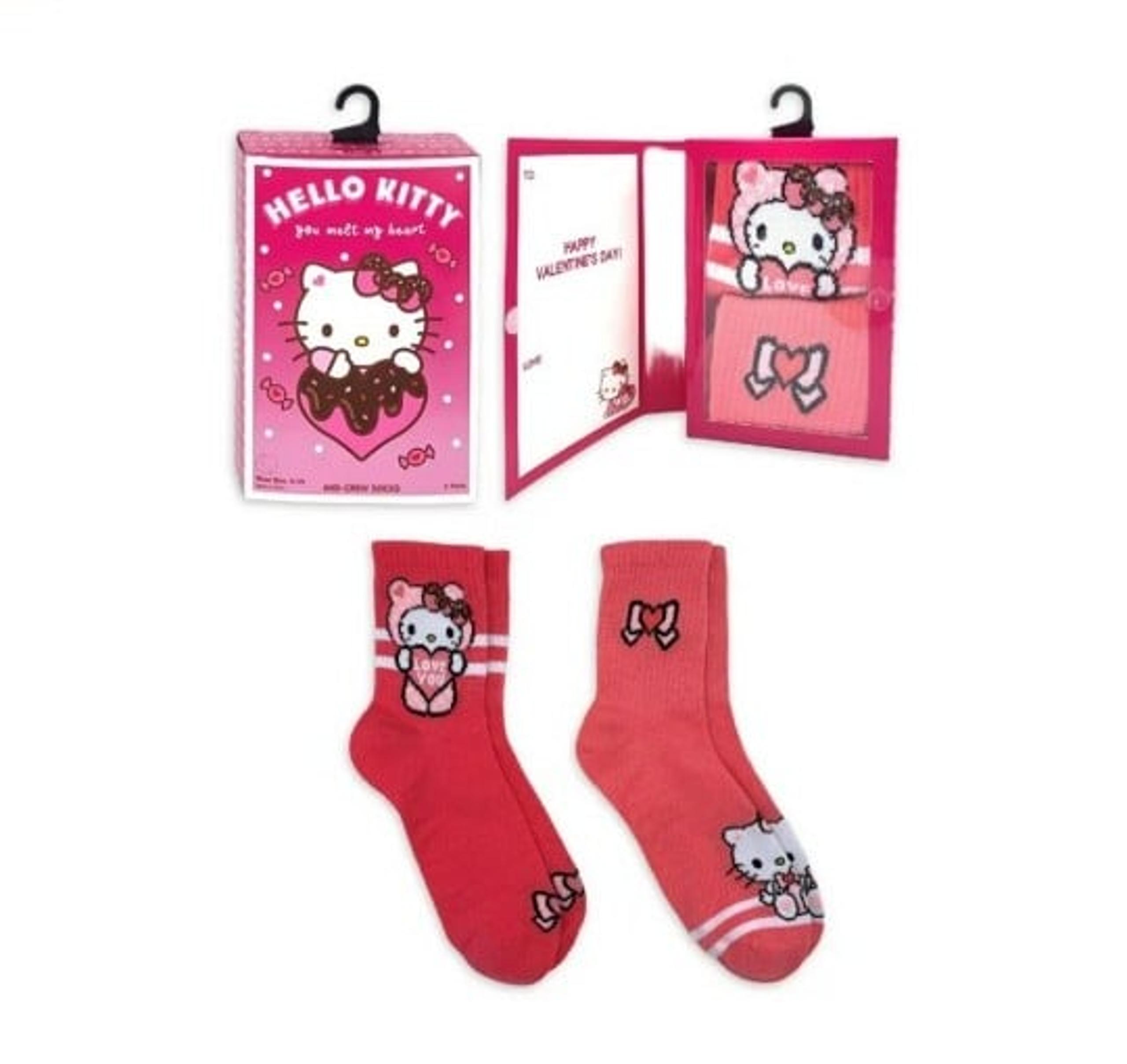 New Valentine's Day Women's Hello Kitty Mid-Crew Socks Box Set