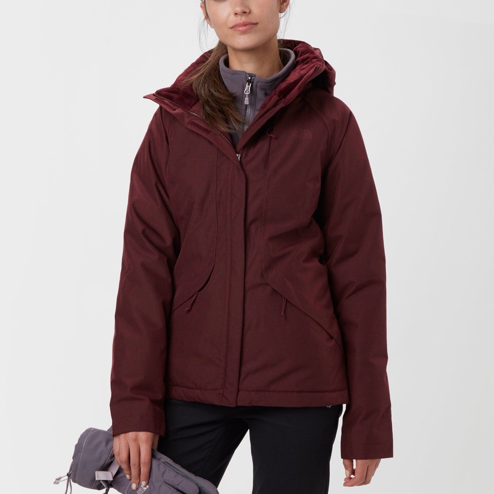 The North Face Women's Inlux Insulated Jacket Sz S In Deep Garnet Red Heather