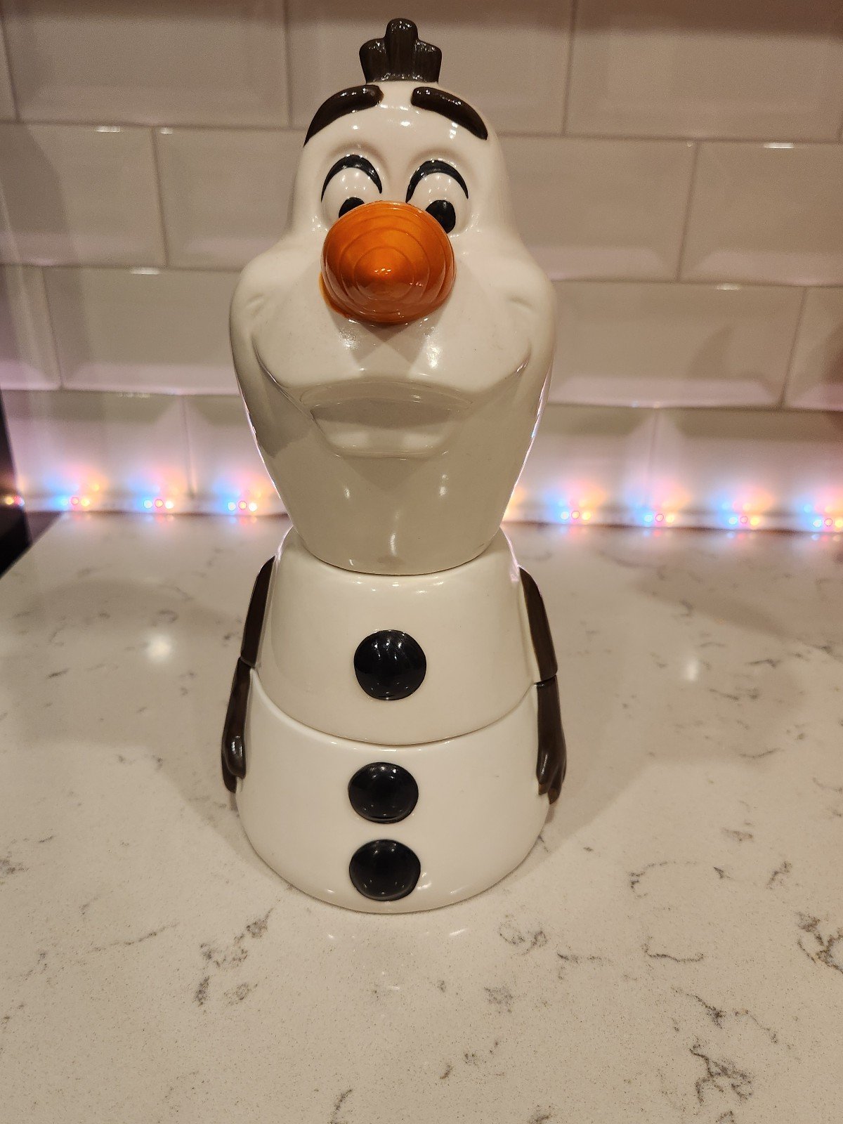 Disney Cookie Jar Candy Dish Festival The Holidays Frozen Olaf Snowman 3 Pieces