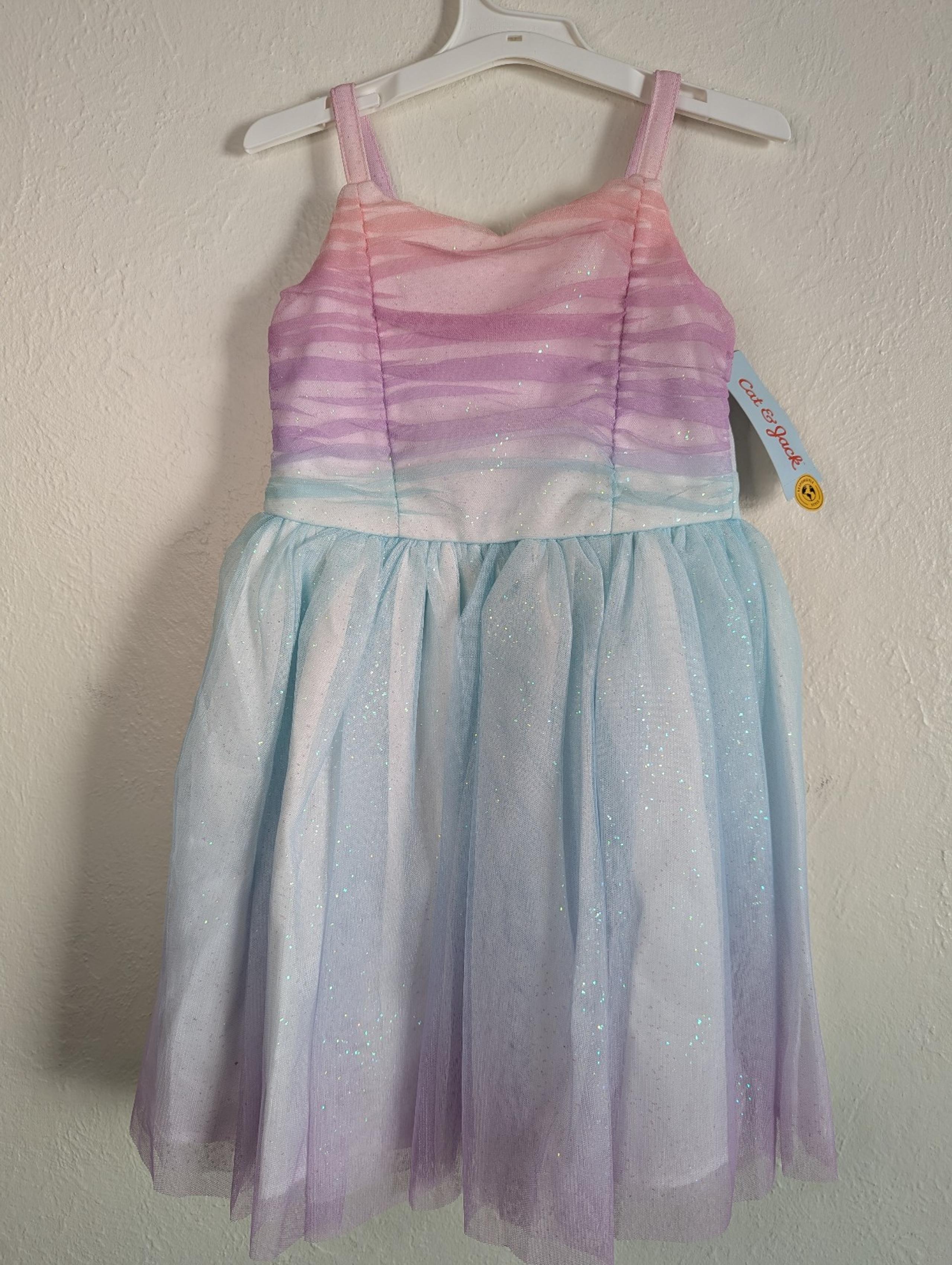 NWT Cat & Jack Girls Pastel Shimmering Tulle Dress Size XS 4/5