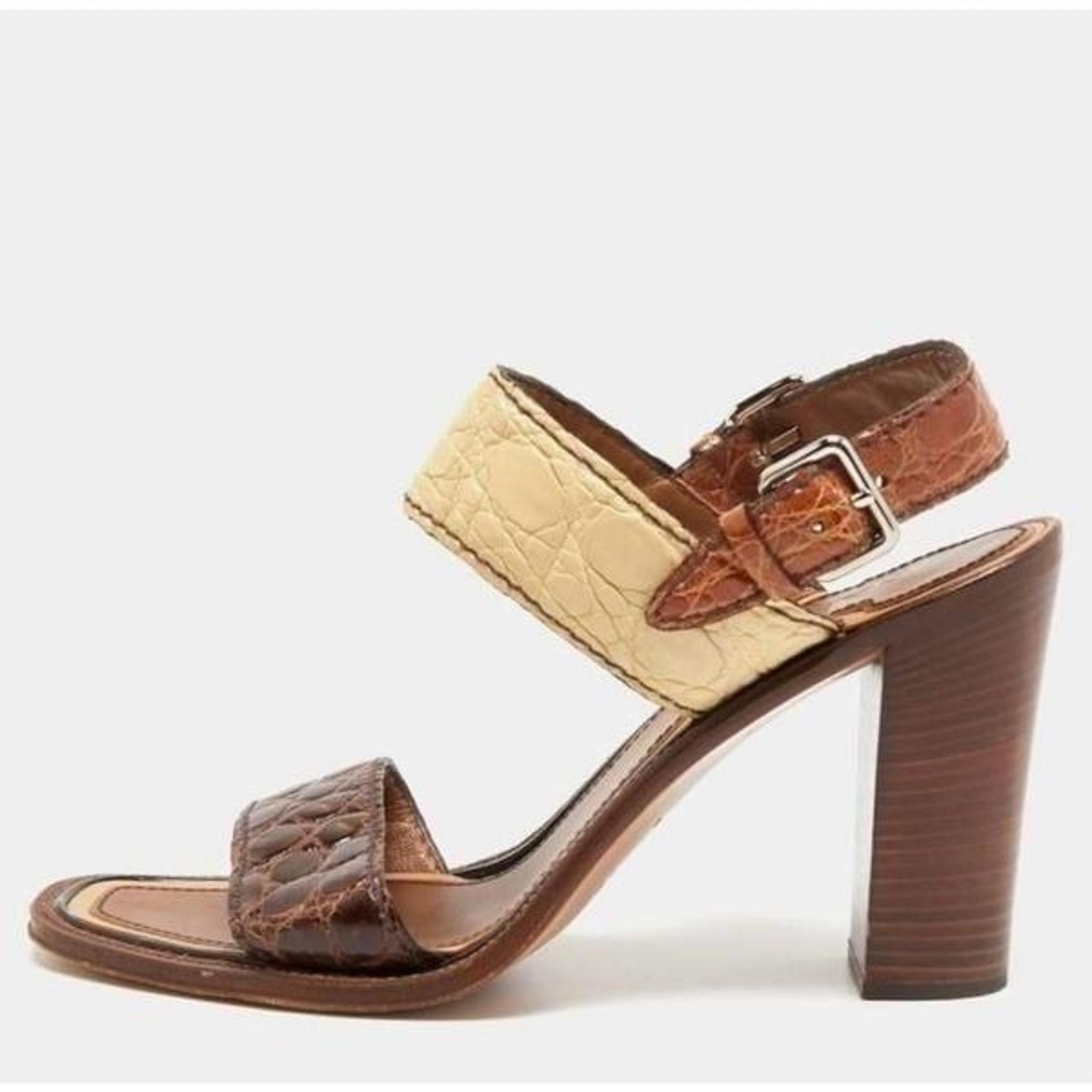 Prada Multicolour Croc Embossed Leather Heels