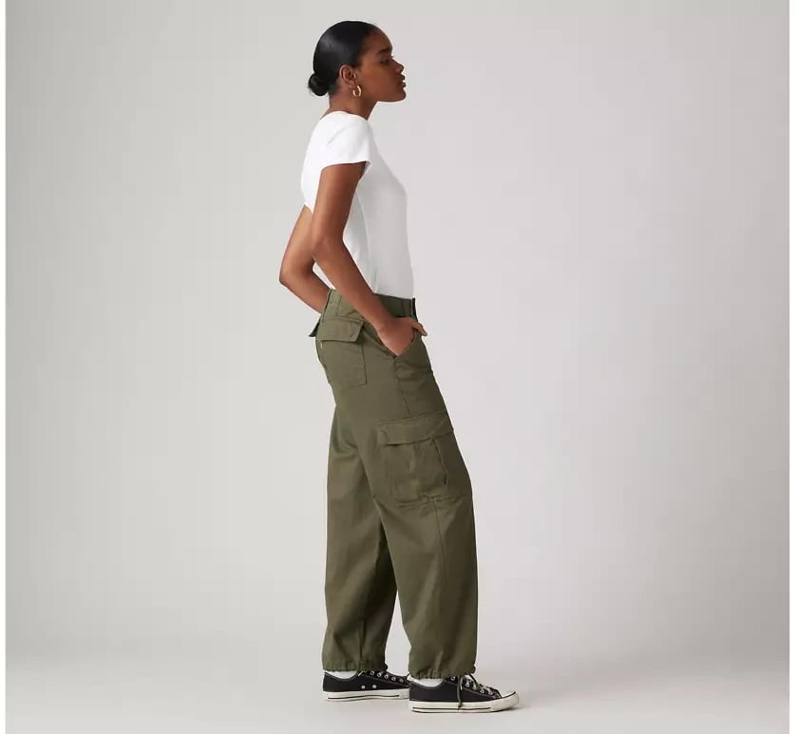 Levi’s Women’s '94 Baggy Cargo Pants Tie Hem Army Green Size 23X32 NWT $80