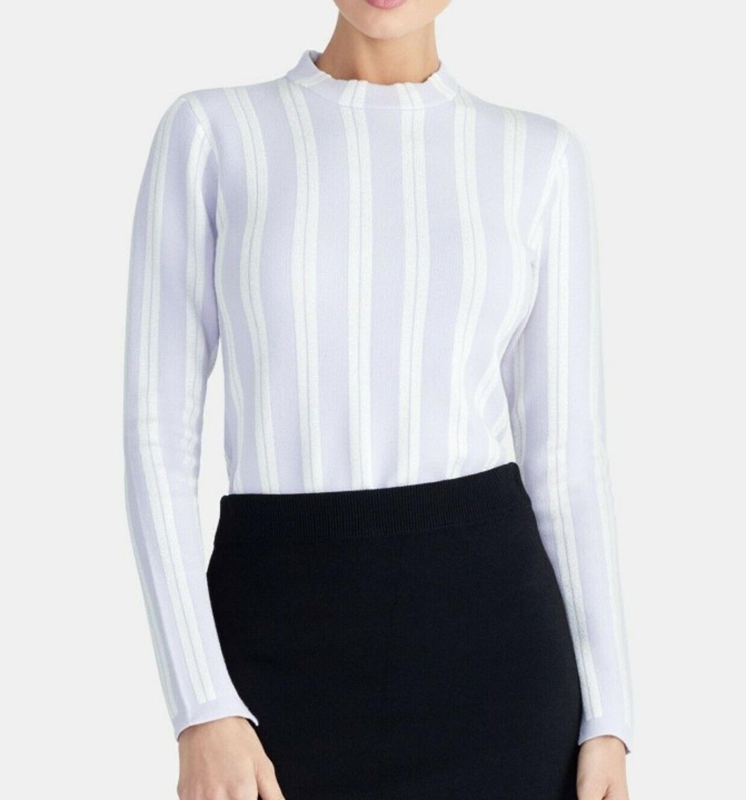 RACHEL ROY Stripe Mock Neck Sweater LG